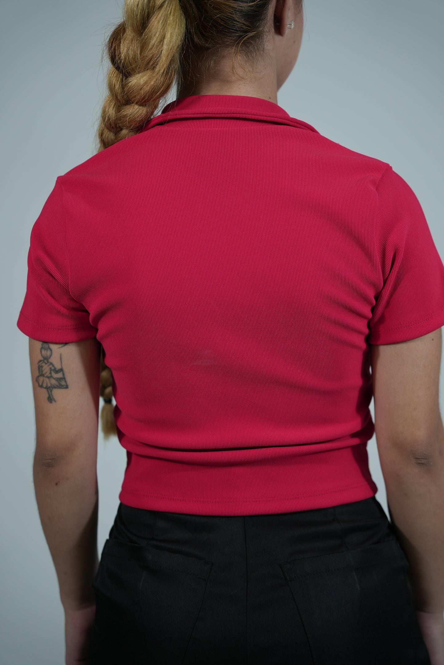 Blusa corta RIB GRUESO Elegance Sport Style cuello de polo