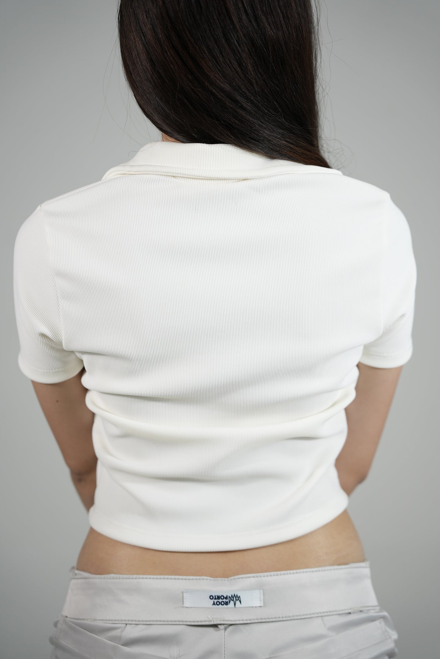 Blusa corta RIB GRUESO Elegance Sport Style cuello de polo