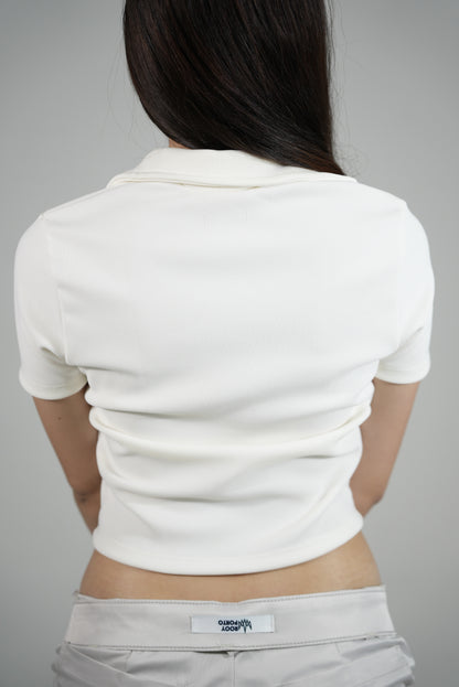 Blusa corta RIB GRUESO Elegance Sport Style cuello de polo